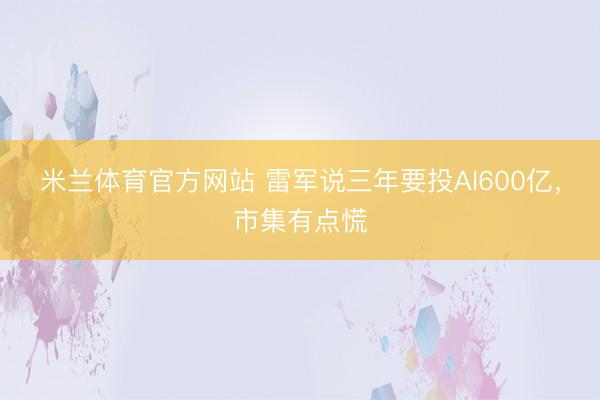 米兰体育官方网站 雷军说三年要投AI600亿，市集有点慌