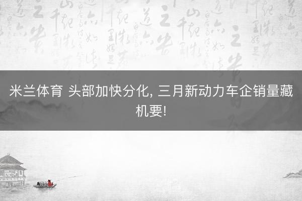 米兰体育 头部加快分化, 三月新动力车企销量藏机要!